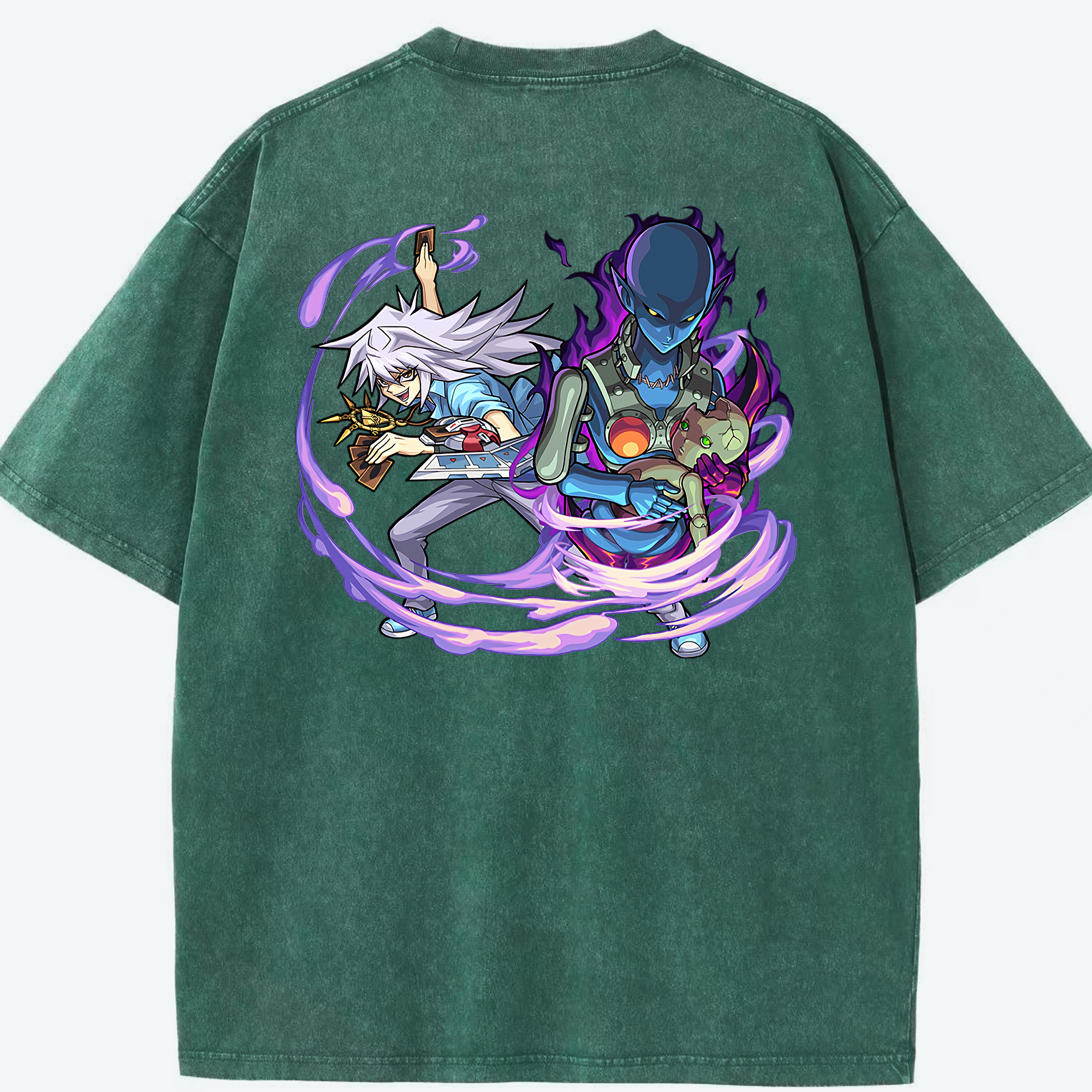 （画像用） 遊☆戯☆王 Yu-Gi-Oh! 綿100% ヴィンテージ風 半袖Tシャツ（背面プリント）